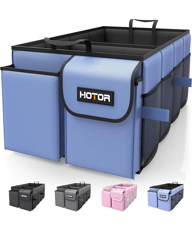 HOTOR Trunk Organizer for Car - Car Organizer, Foldable Trunk organizer for SUVs & Sedans, Sturdy Car Organization for Car Accessories, Tools, Sundries, Blue, 2 Compartments, 23.6"×14.2"×10.6"