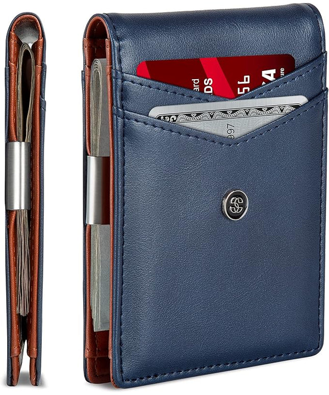 Suavell Slim Wallets for Men. Minimalist Bifold Wallet With Money Clip & ID Window. RFID Blocking Credit Card Holder Front Pocket Wallet, Gifts For Men - Husband Father On Birthday Anniversary