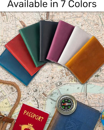 HIFA Leather Passport Holder, Handmade Passport Cover with Card and Ticket Slot - Genuine Leather, Elegant Design, Easy Access - Passport Case, Passport Wallet, Passport Holder
