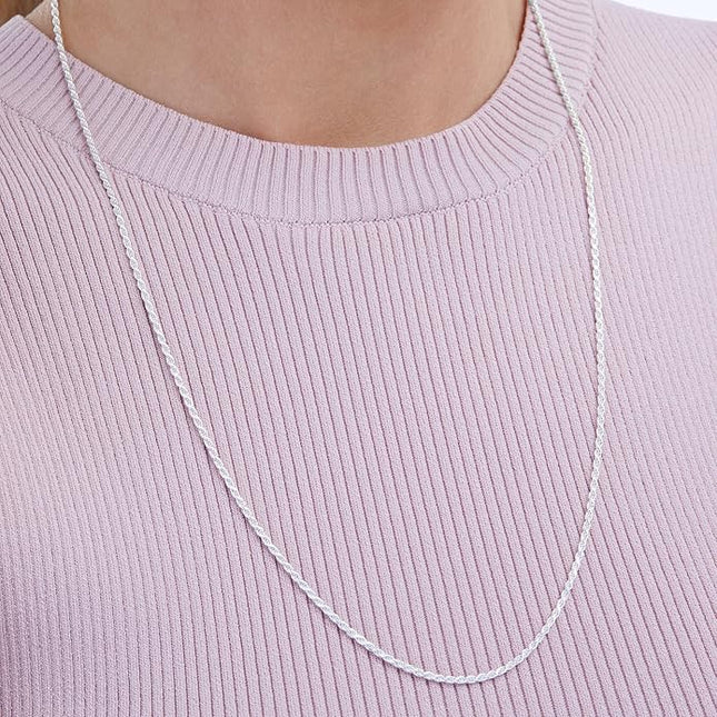 Amazon Essentials Sterling Silver Diamond Cut 14 Inches Rope Chain Necklace