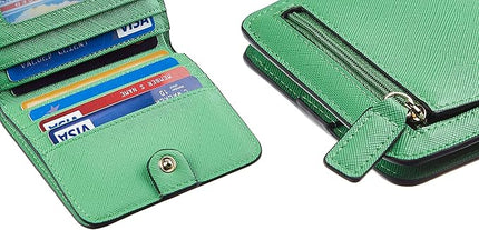 Toughergun Women’s Small Slim Leather Wallet with RFID Protection, Compact Bifold Mini Purse with Clear ID Window
