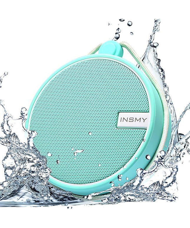 INSMY C12 IPX7 Waterproof Shower Bluetooth Speaker, Portable Small Speaker, Speakers Bluetooth Wireless Loud Clear Sound Support TF Card Suction Cup for Outdoor Kayak Canoe Beach Gift (Mint)