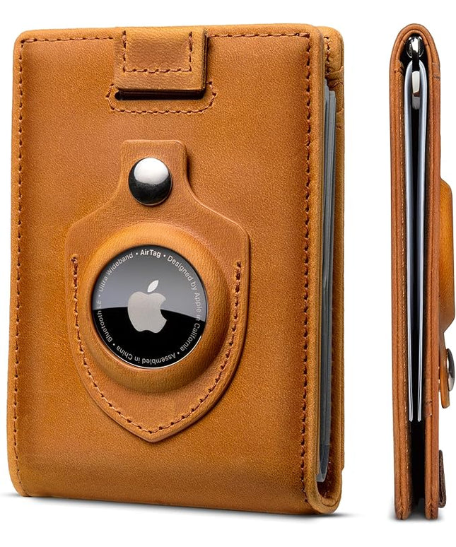 SERMAN BRANDS RFID Blocking Slim Bifold Genuine Leather Minimalist Front Pocket Wallets for Men with Money Clip Thin Mens