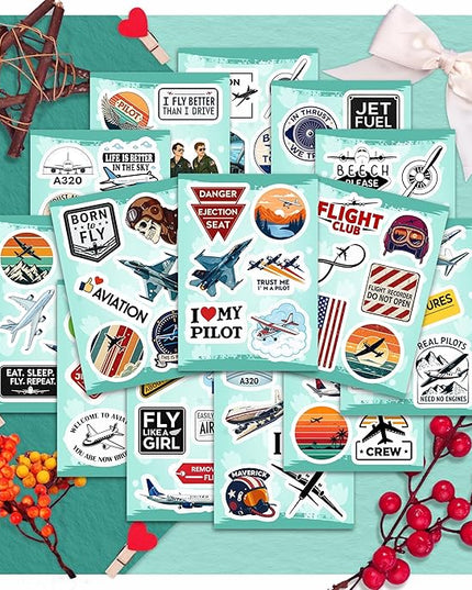 100Pcs Aviation Stickers and Decals Waterproof - Pilot Stickers for Laptop, Airplane Decals - Aviation Gifts for Pilots - Gift for Women & Men