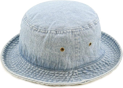 The Hat Depot Bucket Hat - Unisex 100% Cotton & Denim UPF 50 Packable Summer Travel Beach Sun Hat