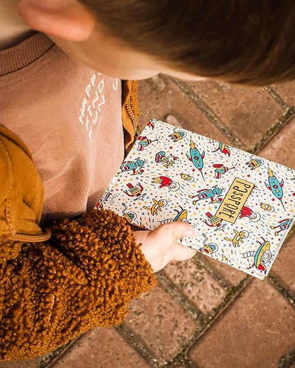 Passport Cover for Kids, Women and Men, Cute Travel Passport Holder (Cat Robot Pattern)