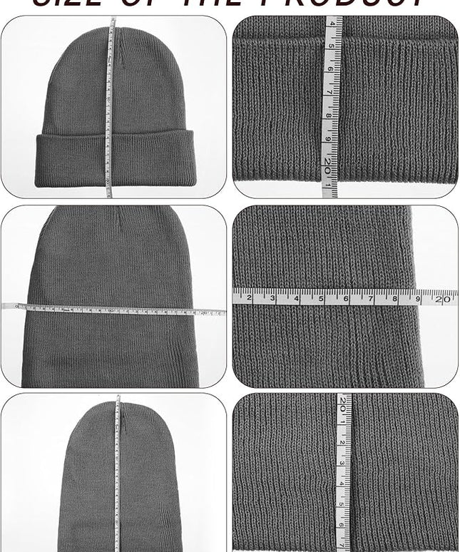 Zhanmai 12 Pack Small Winter Beanie Hats Bulk Warm Knitted Cuffed Skull Cap for Men Women