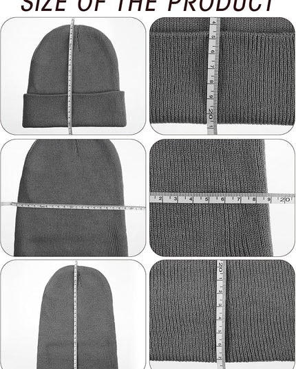 Zhanmai 12 Pack Small Winter Beanie Hats Bulk Warm Knitted Cuffed Skull Cap for Men Women