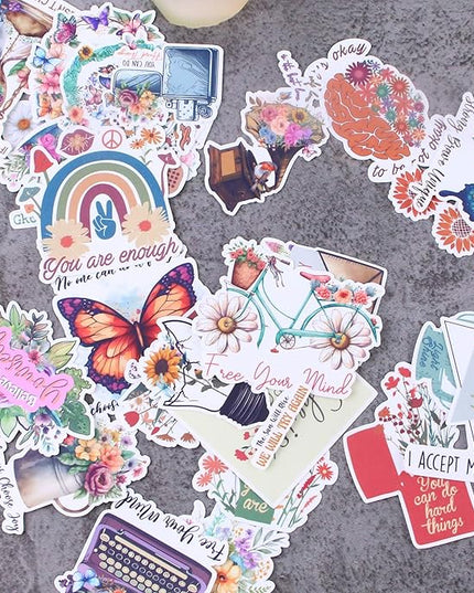 Waterproof Inspirational Positive Mental Health Quotes Sticker Bundle 30pcs for Journal Crafts Scrapbook Planner Gift Waterbottle Personalized Decoration