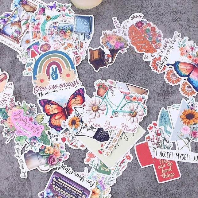 Waterproof Inspirational Positive Mental Health Quotes Sticker Bundle 30pcs for Journal Crafts Scrapbook Planner Gift Waterbottle Personalized Decoration