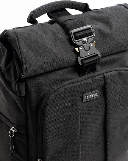 Think Tank FocusPoint 30L RollTop Camera Backpack - Asphalt Black: Expandable Travel & Camera Backpack with Laptop Sleeve, Quick Side and Back Access, Rain Cover – Versatile Photography & Travel Bag