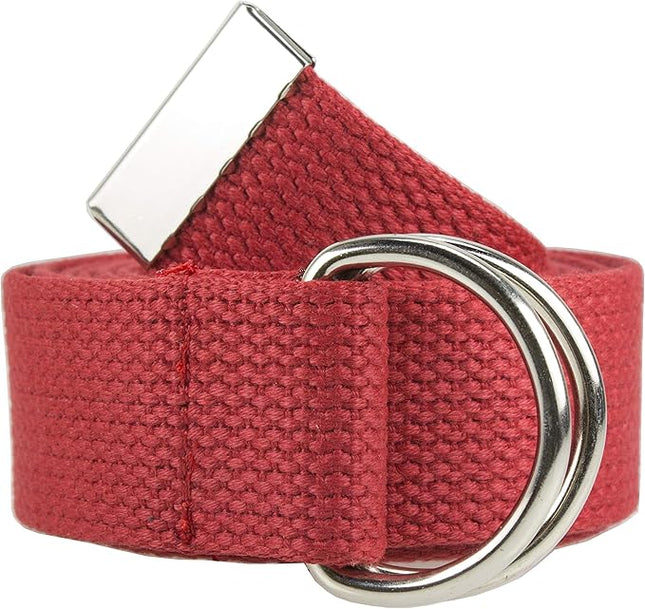 Gelante Canvas Web D Ring Belt Silver Buckle Military Style for men & women 1 or 3 pcs