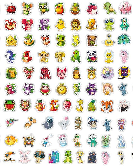 100 PCS Cute Stickers, Holographic Laminated Thickened Vinyl Big-Eye Animal Water Bottle Sticker Classroom| Easier to Peel Off| Scratch & Fade Resistant| No Curling| Reusable