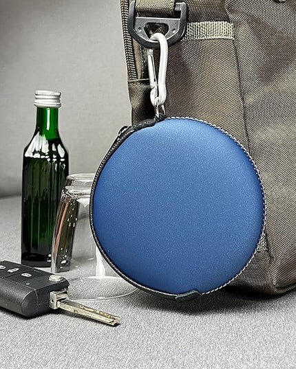 OneJoy Mini Round Coin Purse with Clip on, Lightweight Waterproof Zipper Pouch for Earbuds, Keys, Coins, Compact Travel Storage Case for Women & Men; Xmas Gift [ Navy ]