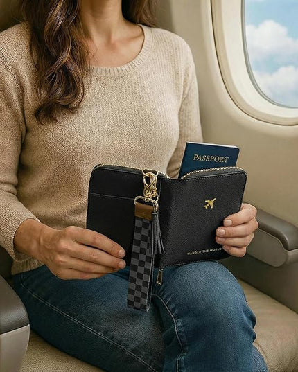 Beautiful Passport Holder for Travel with Wristlet Strap - All-in-One Wallet for Women with Card Slots and Tassel Keychain - Perfect Case to Keep Your Travel Documents Organized & Safe