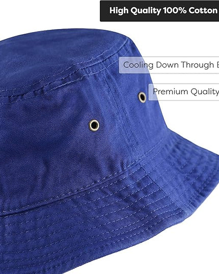 The Hat Depot Bucket Hat - Unisex 100% Cotton & Denim UPF 50 Packable Summer Travel Beach Sun Hat