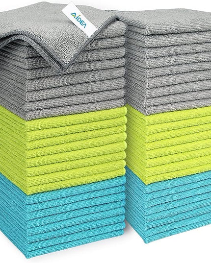 AIDEA Microfiber Cleaning Cloth-50PK, Soft Microfiber Towels for Cars, Absorbent Cleaning Rags, Lint-Free Streak-Free Wash Cloths for House, Kitchen, Window(12in.x12in)