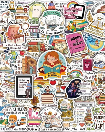 MiStar Bookish Stickers for Kindle, 64 PCS, Book Inspirational Reading Stickers for Kindle Case, iPad, eBook Reader, Laptops, Matte Waterproof Decorating Book Accessories Gifts for Kids Adults Readers