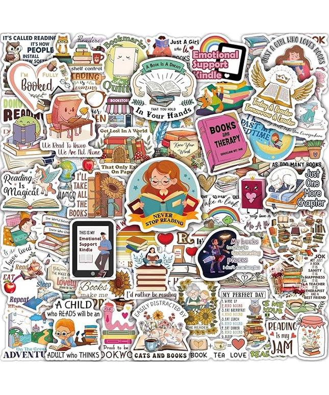 MiStar Bookish Stickers for Kindle, 64 PCS, Book Inspirational Reading Stickers for Kindle Case, iPad, eBook Reader, Laptops, Matte Waterproof Decorating Book Accessories Gifts for Kids Adults Readers
