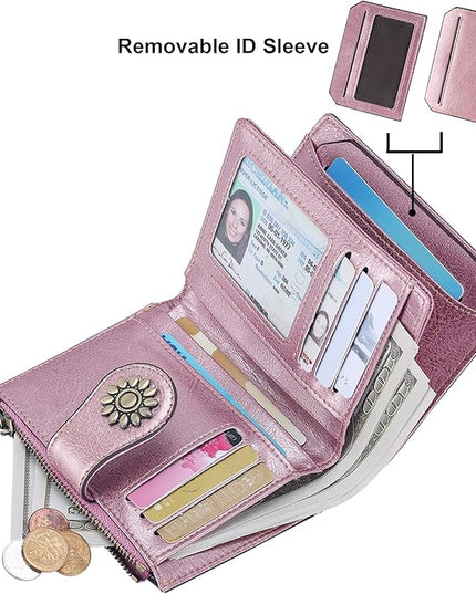 Lavemi Womens Leather Wallet Small Compact RFID Blocking Credit Card Case Purse with Zipper Pocket | Small, Compact, RFID Blocking, Zipper Pocket, Small, Compact