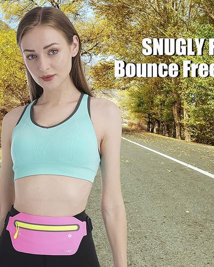 USHAKE Slim Running Belt, Ultra Light Bounce Free Waist Pouch Fitness Workout Belt Sport Waist Pack Exercise Waist Bag for Apple iPhone Samsung in Running Gym Marathon Cycling
