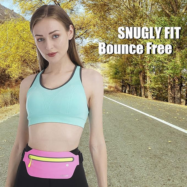 USHAKE Slim Running Belt, Ultra Light Bounce Free Waist Pouch Fitness Workout Belt Sport Waist Pack Exercise Waist Bag for Apple iPhone Samsung in Running Gym Marathon Cycling