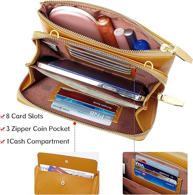 KUKOO Small Crossbody Bag Cell Phone Purse Wallet with Credit Card Slots for Women