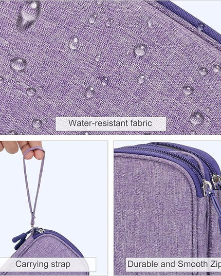 FYY Travel Cable Organizer Pouch Electronic Accessories Carry Case Portable Waterproof Double Layers All-in-One Storage Bag for Cord, Charger, Phone, Earphone Dark Purple