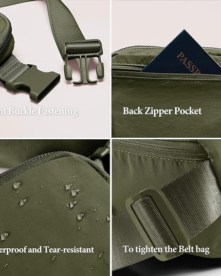 YOSHUYUKI Cross Body Fanny Packs for Women Men Fashion Waist Bag Pouch Nylon Small Travel Crossbody Bags Mini Purse Everywhere Belt Bag Bum Bag with Adjustable Strap for Running Hiking Dim Olive