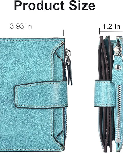 Lavemi Small Compact Women Wallet RFID Blocking Genuine Leather Bifold Purse with ID Windows