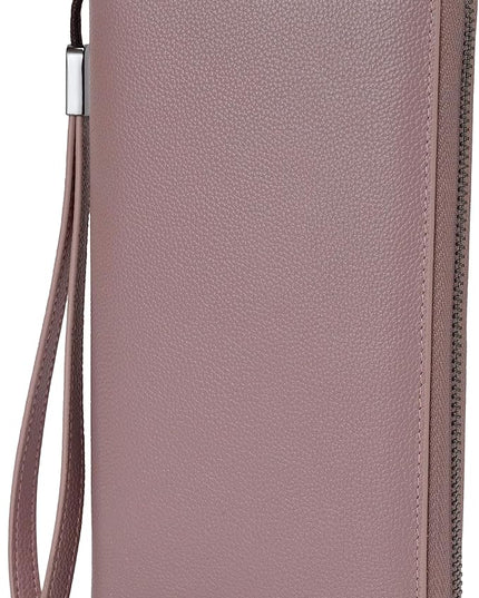 Bveyzi Women RFID Blocking Wallet Leather Zip Around Phone Clutch Large Capacity Ladies Travel Purse Wristlet | RFID Blocking, Zip Around, Large Capacity