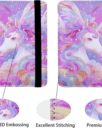Passport Holder for Women and Men PU Leather Passport Cover for Travel (White Horse)