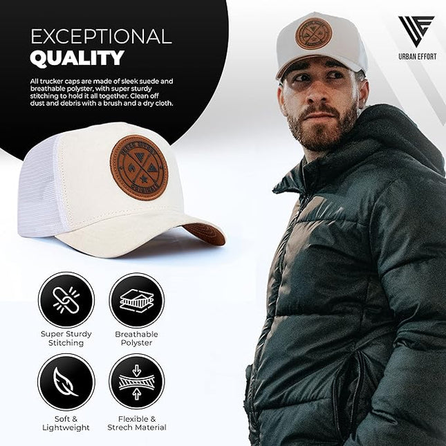 Urban Effort Mesh Back Cap - for Men and Women Baseball Hat 5-Panel Trucker Hat - Great Snapback Closure for Hunting & Hiking