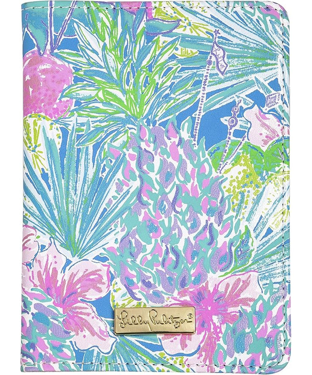 Lilly Pulitzer Vegan Leather Passport Holder, Cute Passport Cover, Travel Wallet with Credit Card Slots, Swizzle In