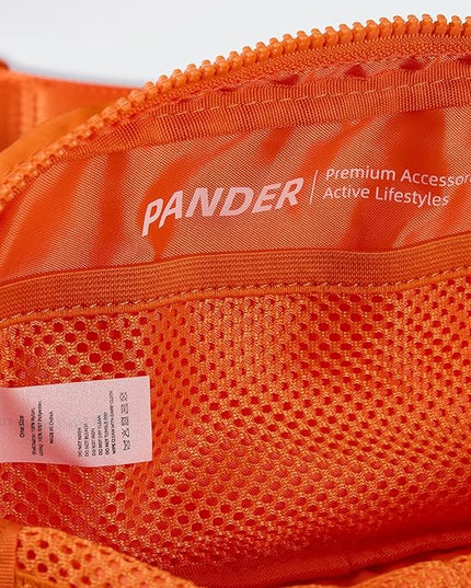 Pander Two Way Zipper Fanny Pack Nylon Everywhere Belt Bag for Women, Water Repellent Waist Packs, Crossbody Bags with Adjustable Strap (Dark Orange).