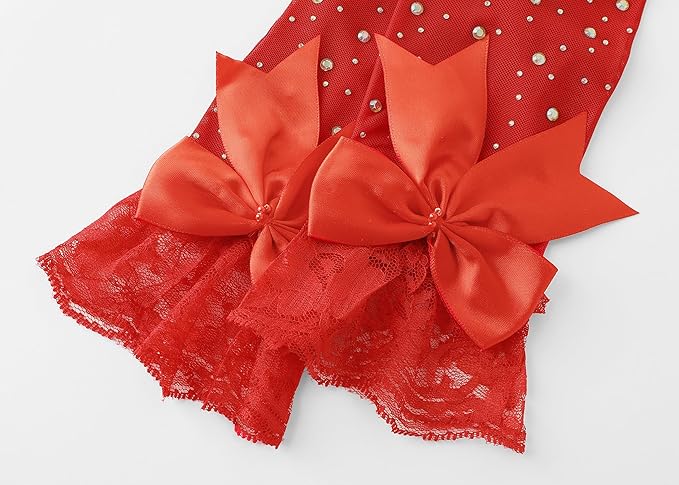 Lace Gloves for Women - Short Bow Rhinestone Tulle Sheer Sparkly Evening Stretchy Gloves for Wedding Opera Party