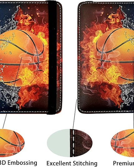 Basketball Passport Holder for Women and Men PU Leather Passport Cover for Travel