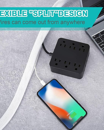 6.6ft - 1/2 inch White Cable Sleeve, Cable Organizer for Desk PC TV Computer, Wire Protector Cable Wrap Cover, Cord Management for Home Office