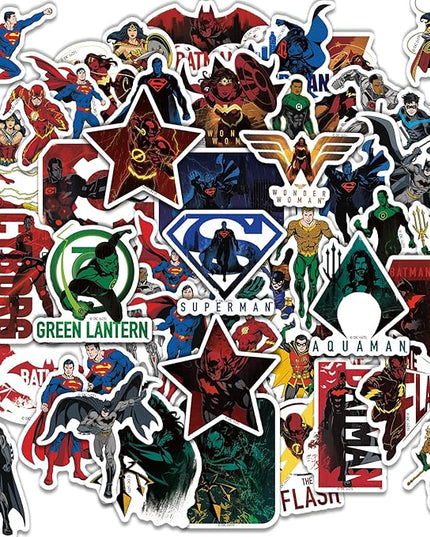 Superhero Stickers for Water Bottles – 50PCS Cartoon Stickers for Kids, Teens, Adults – Waterproof Vinyl Decal Sticker for Laptop, Phone, Skateboard, Scrapbook, Party Favors, Gifts