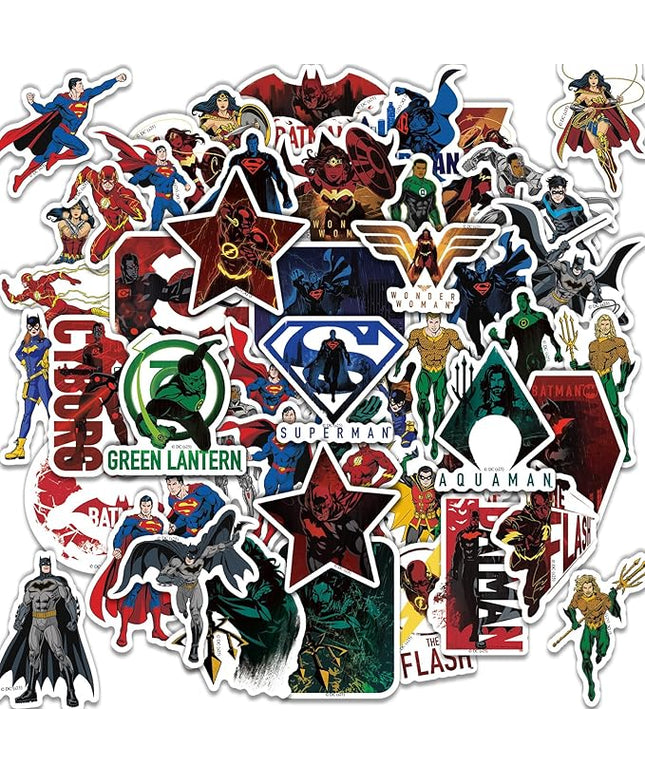 Superhero Stickers for Water Bottles – 50PCS Cartoon Stickers for Kids, Teens, Adults – Waterproof Vinyl Decal Sticker for Laptop, Phone, Skateboard, Scrapbook, Party Favors, Gifts