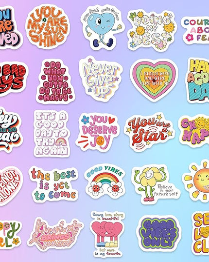 130 Pcs Motivational Holographic Stickers for Teens Adults - Inspirational Scrapbook Decals for Journaling, Waterproof Vinyl Mental Health Quotes for Laptops Bottles