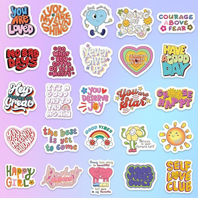 130 Pcs Motivational Holographic Stickers for Teens Adults - Inspirational Scrapbook Decals for Journaling, Waterproof Vinyl Mental Health Quotes for Laptops Bottles