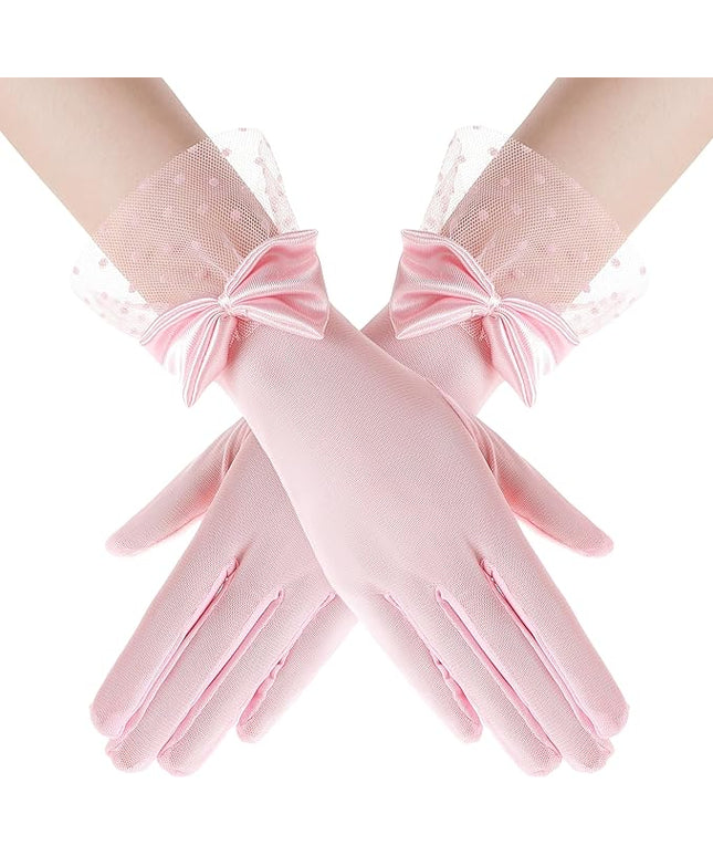 BABEYOND Lace Gloves for Women - Bow Short Prom Gloves Evening Elegant Accessories for Wedding Opera Party