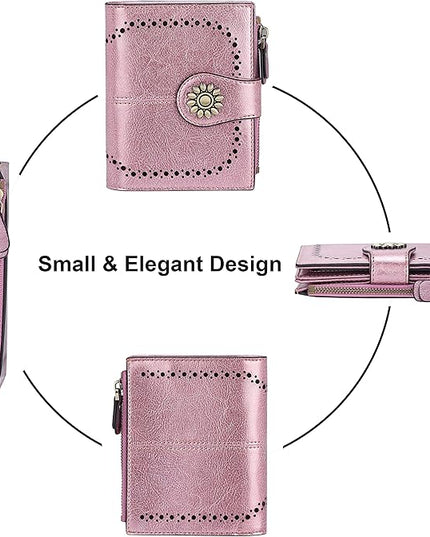 Lavemi Womens Leather Wallet Small Compact RFID Blocking Credit Card Case Purse with Zipper Pocket | Small, Compact, RFID Blocking, Zipper Pocket, Small, Compact