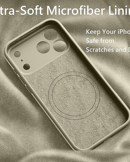 FireNova Magnetic for iPhone 17 Pro Case, Compatible with MagSafe, [Integrated Silicone Camera Control Button] [Camera Protection] Anti-Scratch Microfiber Lining Phone Case, 6.3", Khaki