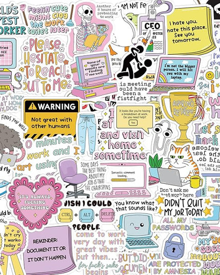 Funny Sarcastic Stickers for Adults - 50 Pcs Sarcastic Water Bottle Stickers, Waterproof Humor Scrapbook Decals, Vinyl Sticker for Laptop Phone Journaling Skateboard