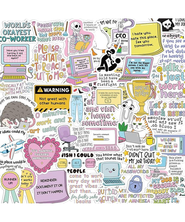 Funny Sarcastic Stickers for Adults - 50 Pcs Sarcastic Water Bottle Stickers, Waterproof Humor Scrapbook Decals, Vinyl Sticker for Laptop Phone Journaling Skateboard
