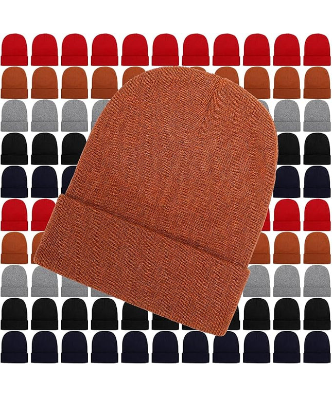 Toulite Bulk Winter Beanies for Homeless Donation Unisex Warm Knitted Beanie Hats Skull Cap