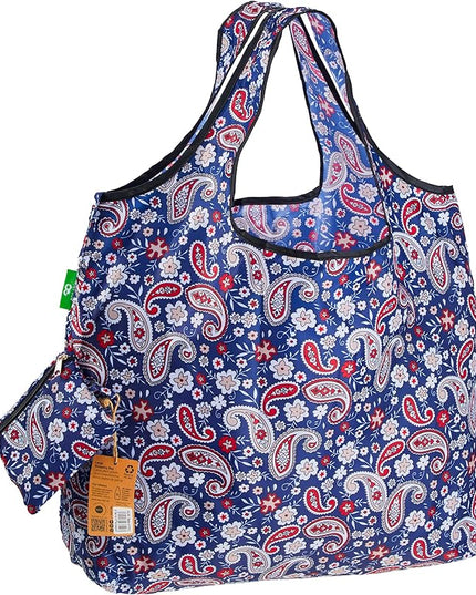 ECO CHIC Foldable Reusable Large Grocery Bags - Foldable Grocery Bags - Lightweight, Recycled & Reusable Shopping Bag - Waterproof, Packable Tote Fitting in Fine Grocery Bag Carrier
