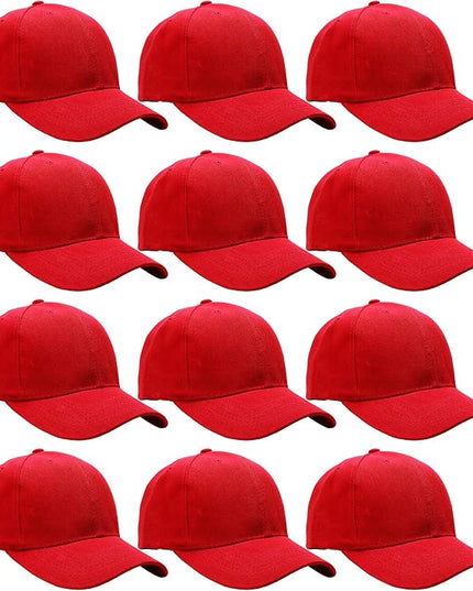 Falari Wholesale Bulk Lot 12-Pack Baseball Cap Adjustable Size Plain Blank Solid Color